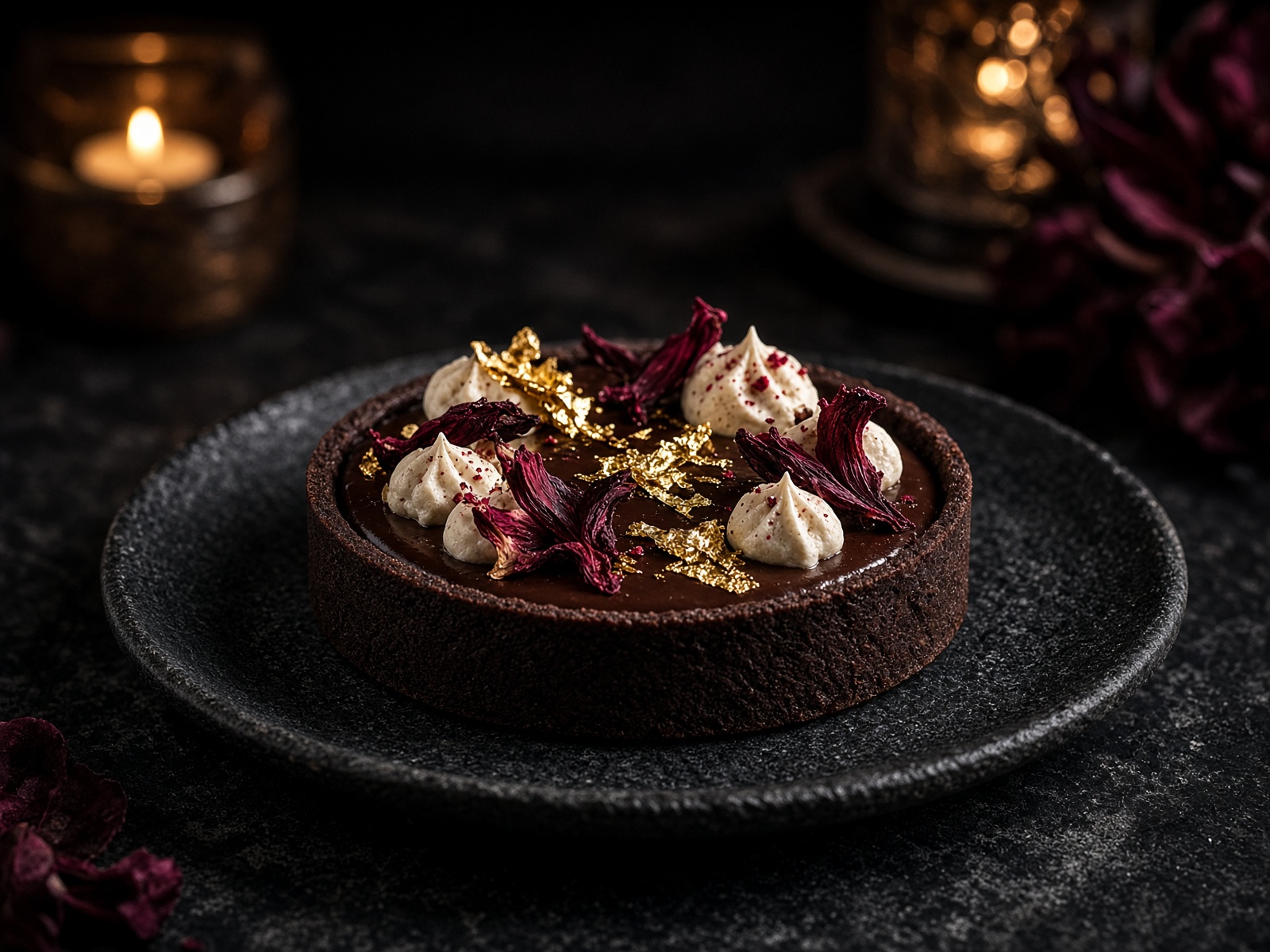 Hibiscus chocolate tart